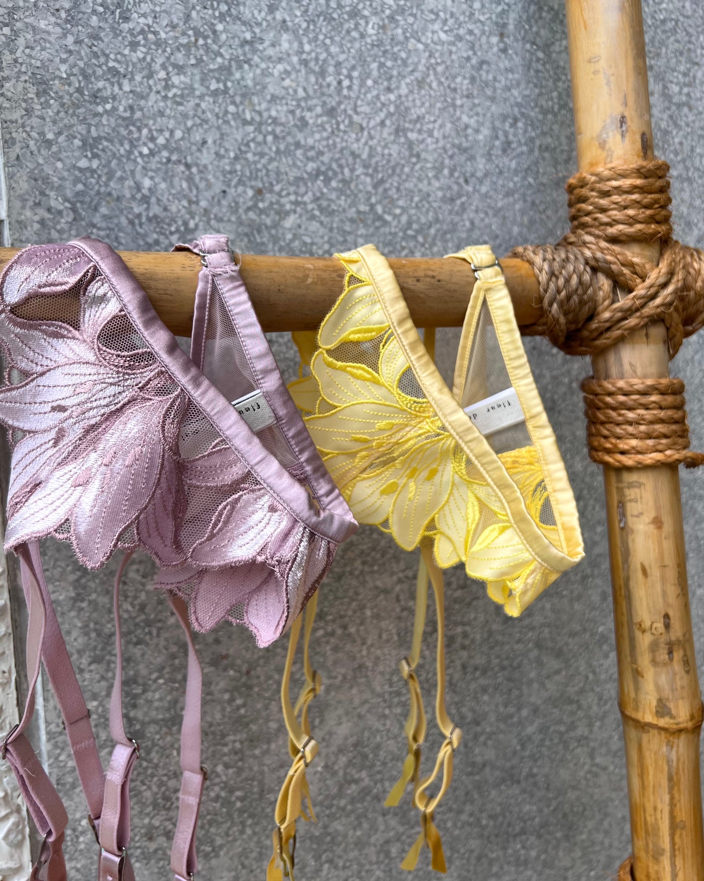 Lily Embroidery Garter Belt