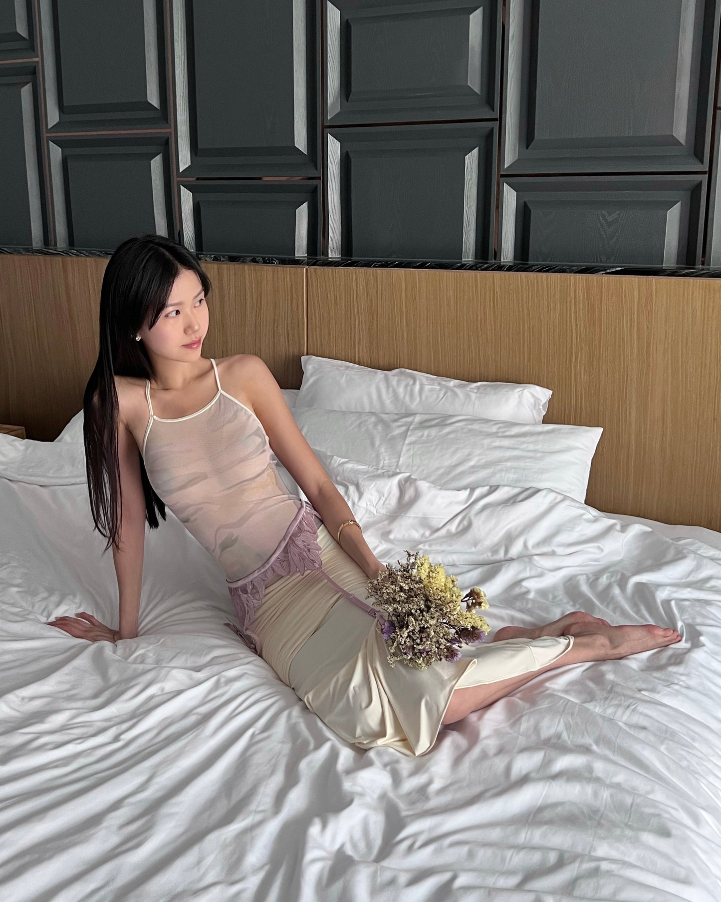 Lily Embroidery Garter Belt