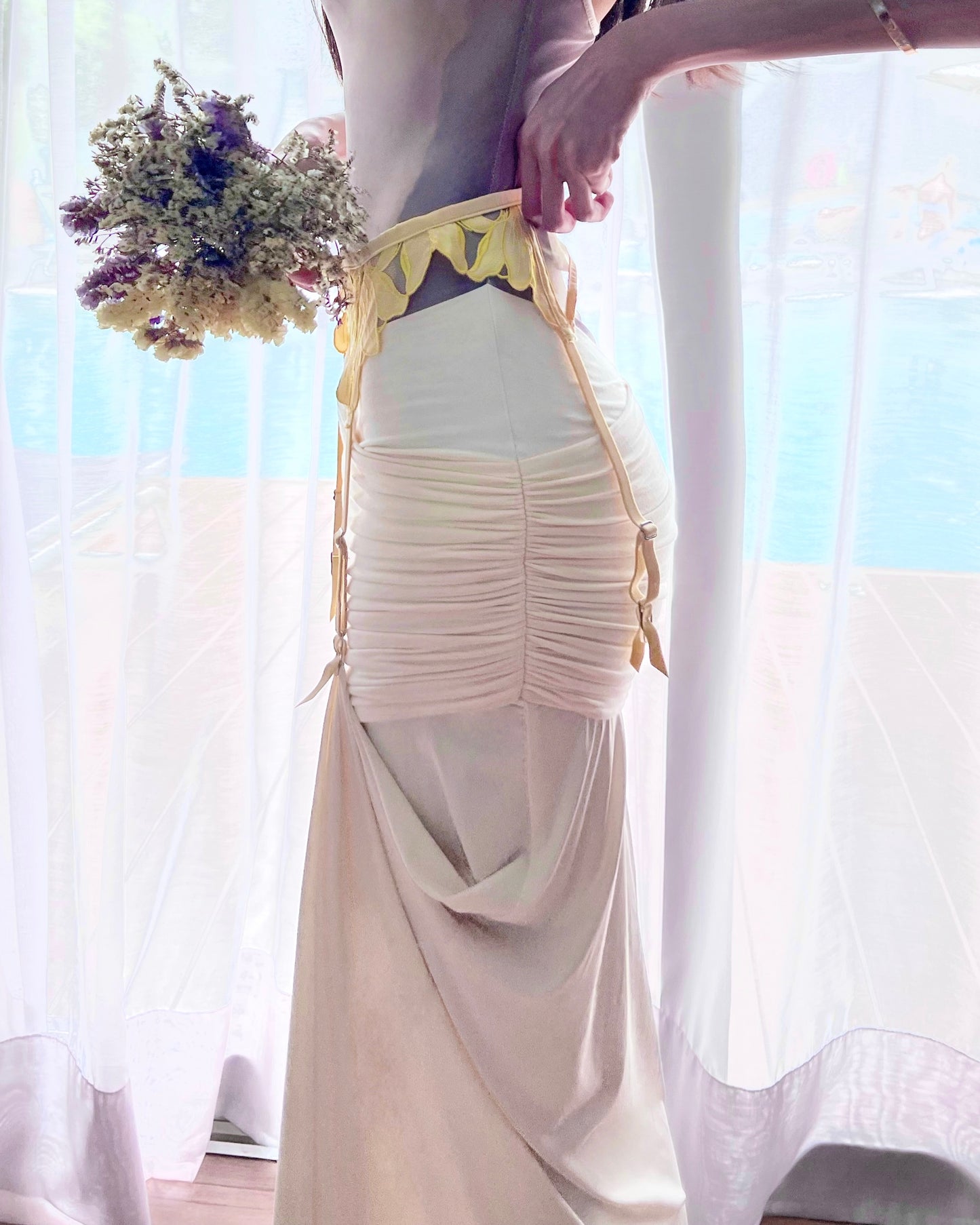 Lily Embroidery Garter Belt