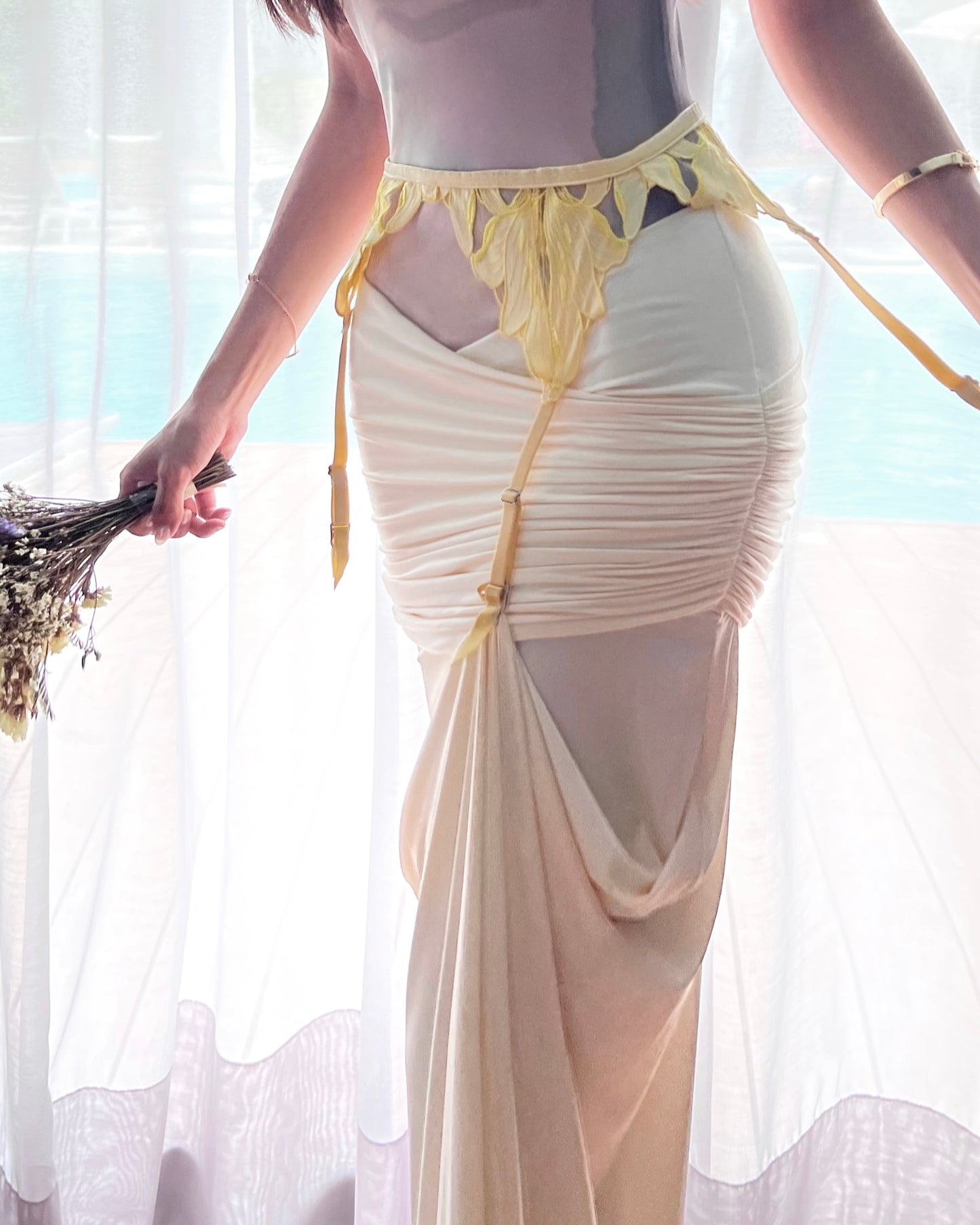 Lily Embroidery Garter Belt